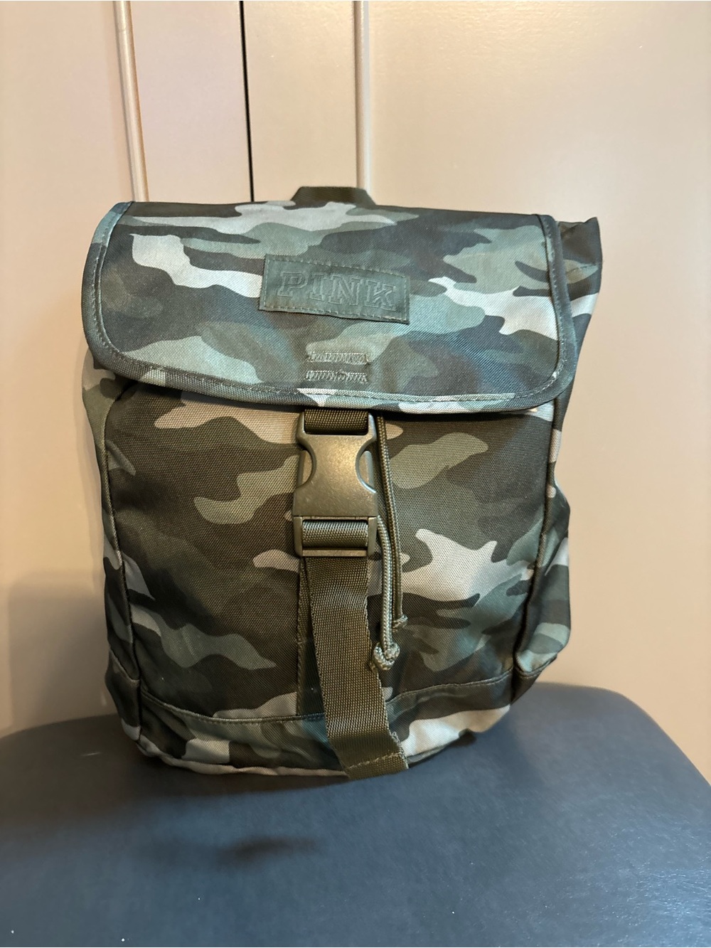 PINK Victoria's Secret MINI Green Camo Roll-Top Backpack NWOT